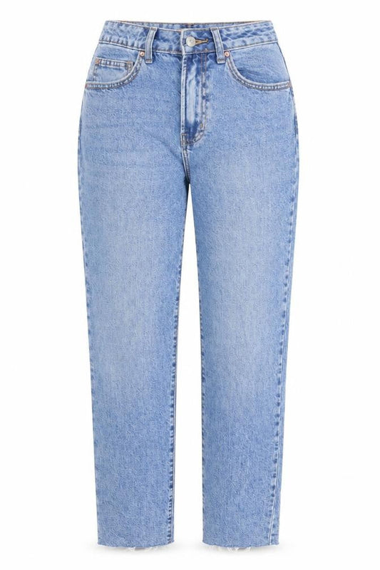 Denim & Co. Womens Blue Cotton Straight Jeans Size 6 L29 in Regular Zip - raw