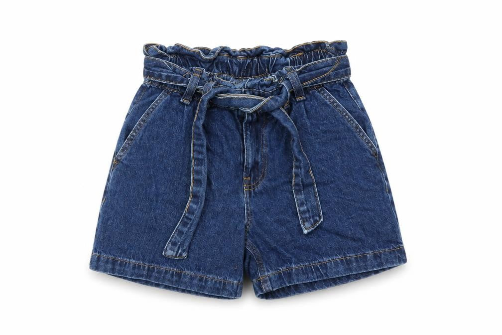 Denim & Co. Womens Blue Cotton Mom Shorts Size 6 L6 in Regular Zip - Elasticated Waist Belted