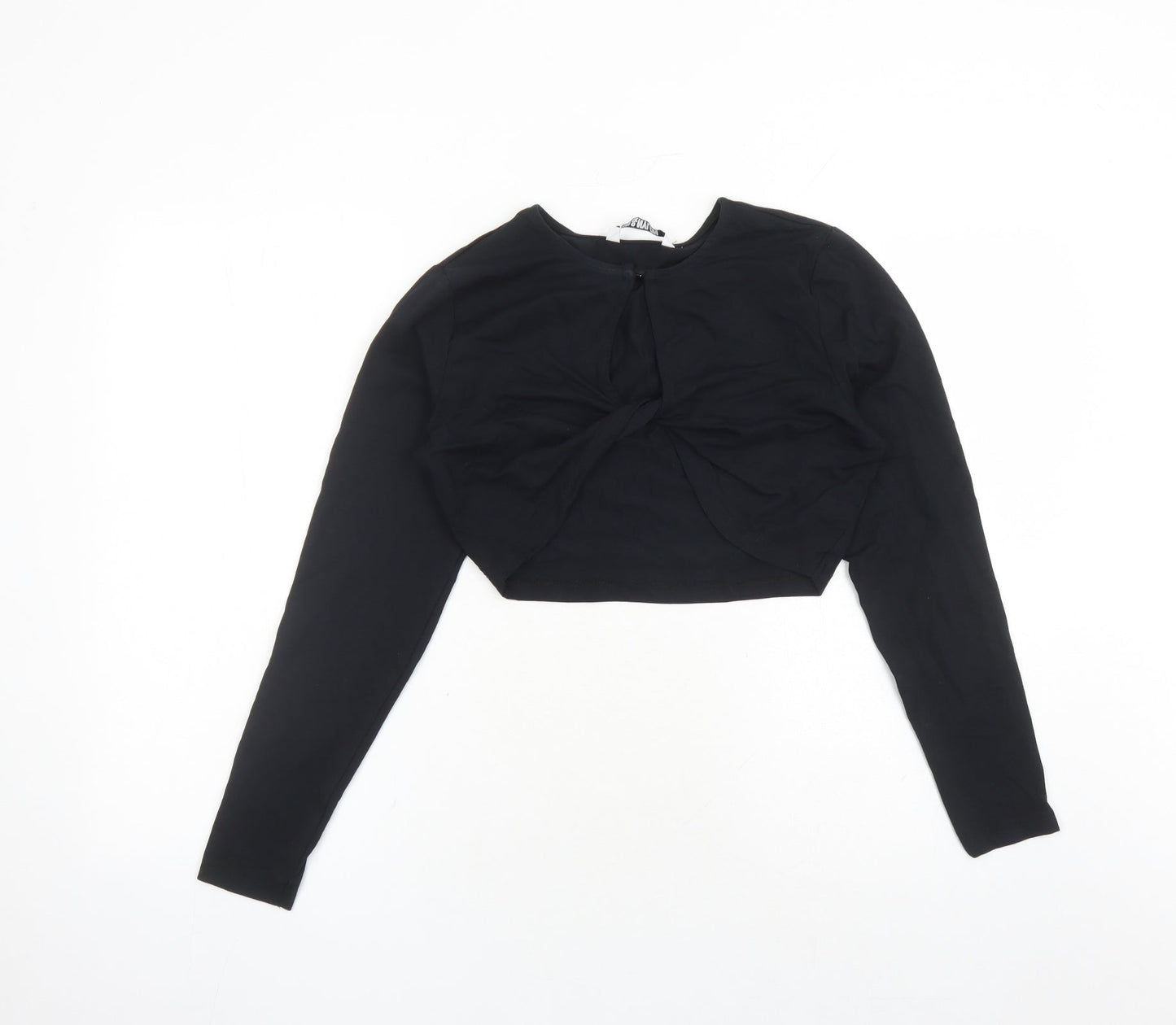 Only Womens Black Cotton Cropped T-Shirt Size L V-Neck - Neon & Nylon