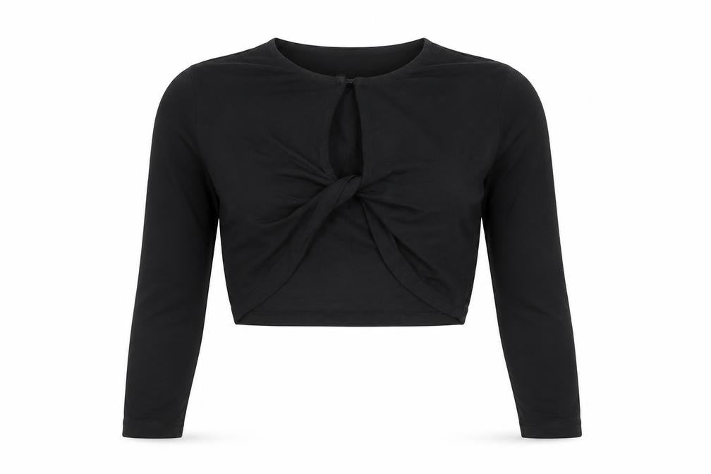 Only Womens Black Cotton Cropped T-Shirt Size L V-Neck - Neon & Nylon
