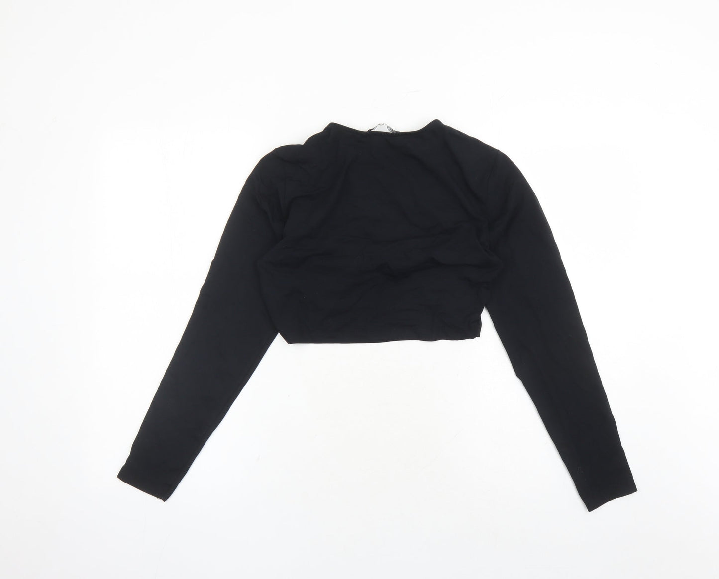 Only Womens Black Cotton Cropped T-Shirt Size L V-Neck - Neon & Nylon