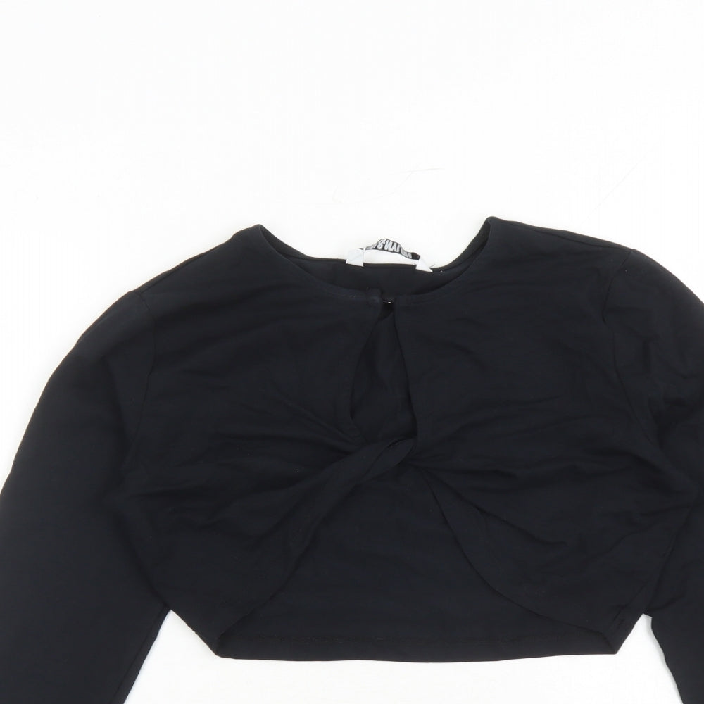 Only Womens Black Cotton Cropped T-Shirt Size L V-Neck - Neon & Nylon