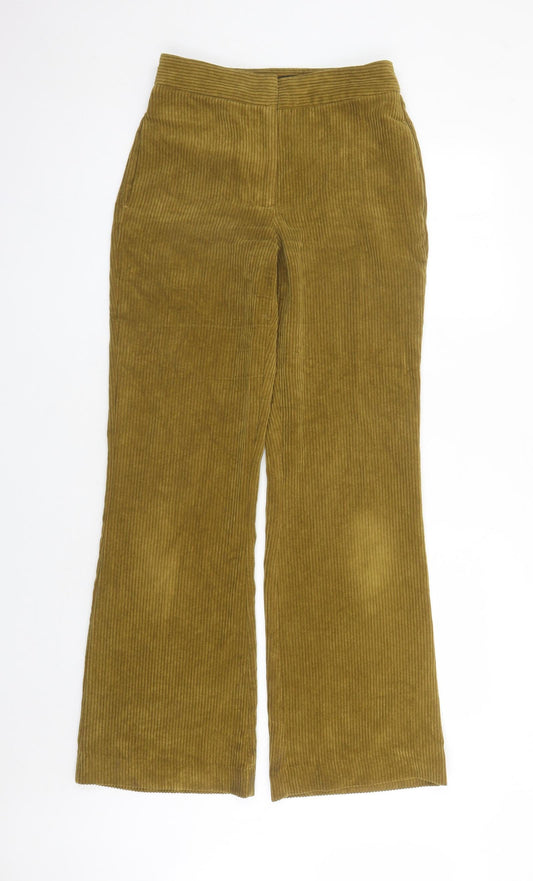 Zara Womens Brown Polyester Trousers Size XS L31 in Regular Zip - Pockets
