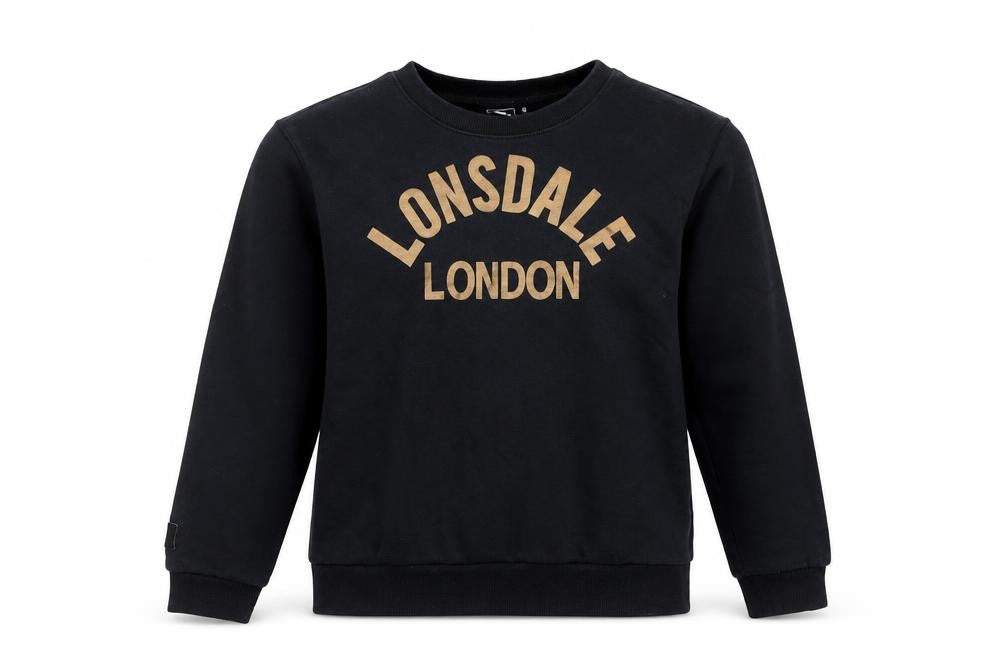 Lonsdale Womens Black Cotton Pullover Sweatshirt Size 8 Pullover