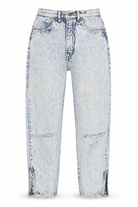 Boogle Womens Blue Cotton Straight Jeans Size 26 in L25 in Regular Zip - Zip Detail On Ankle