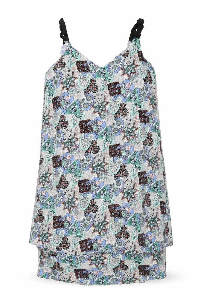 Warehouse Womens Multicoloured Geometric Viscose A-Line Size 12 V-Neck Pullover