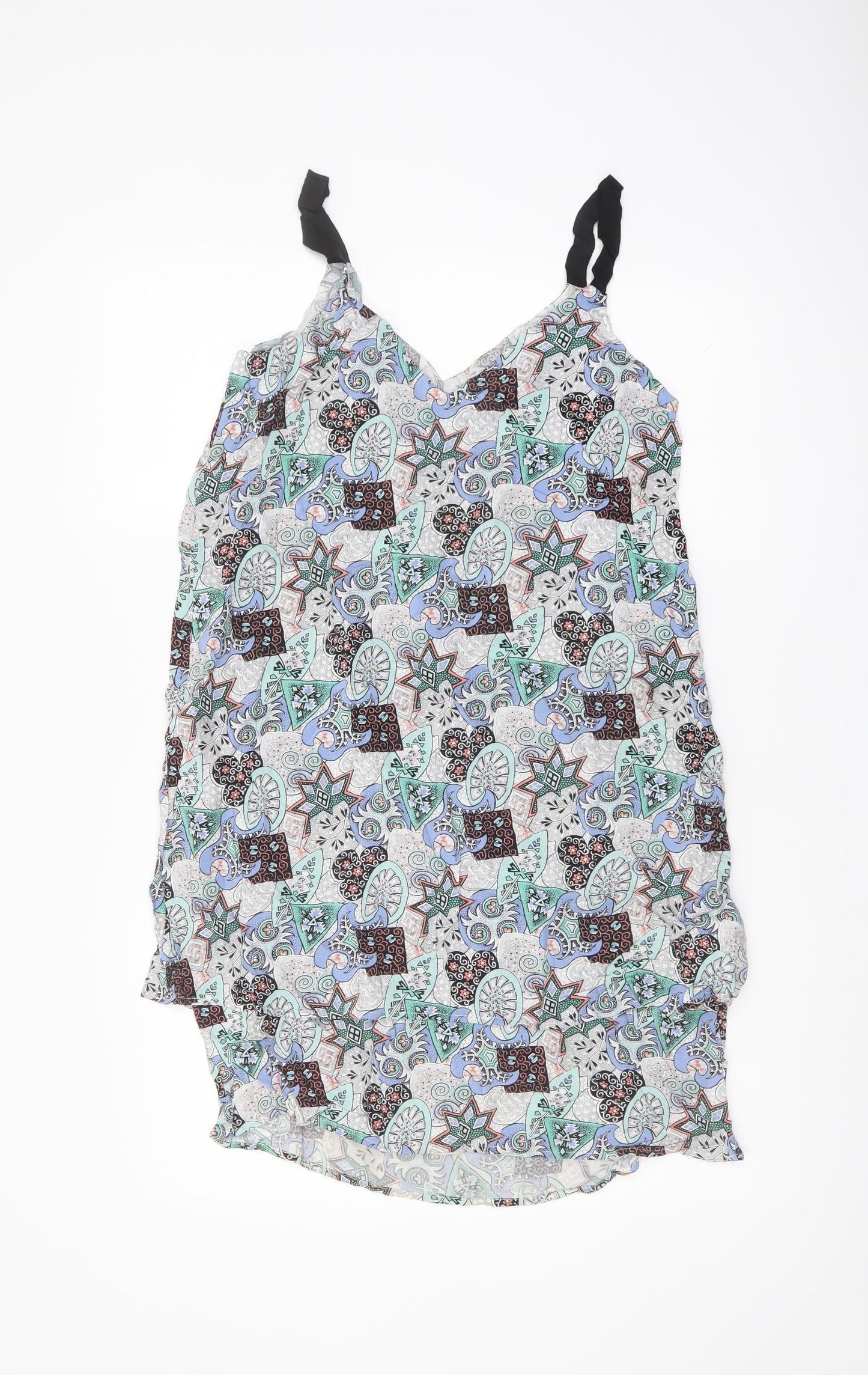 Warehouse Womens Multicoloured Geometric Viscose A-Line Size 12 V-Neck Pullover