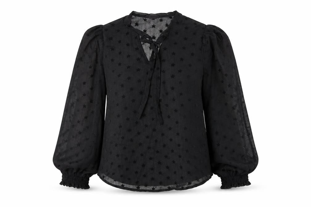 Marks & Spencer Womens Black Geometric Polyester Basic Blouse Size 8 Round Neck