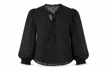 Marks & Spencer Womens Black Geometric Polyester Basic Blouse Size 8 Round Neck