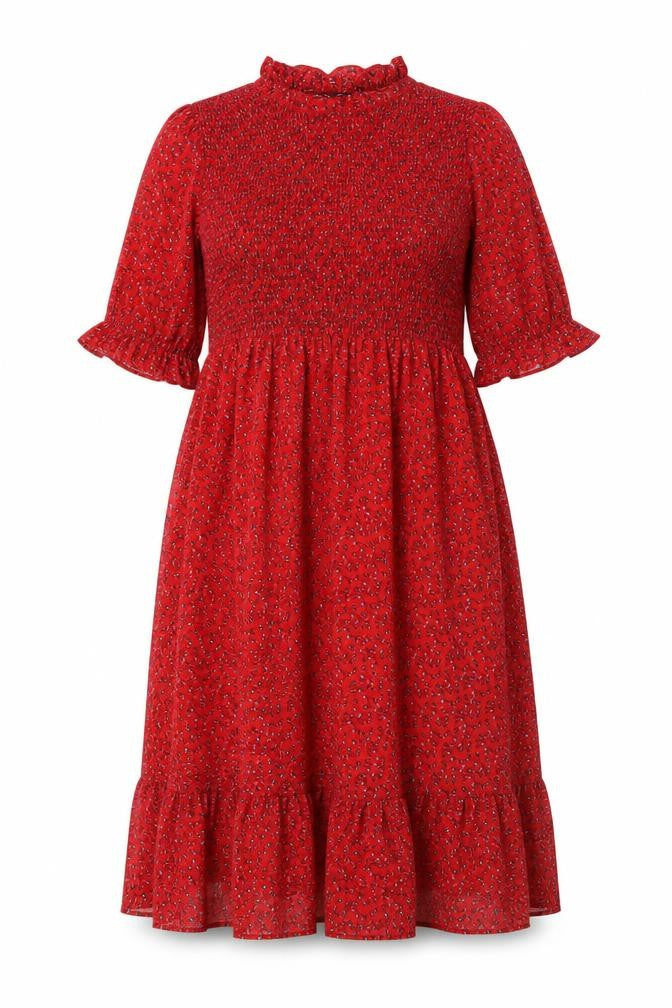 Finery Womens Red Floral Polyester A-Line Size 16 Mock Neck Pullover