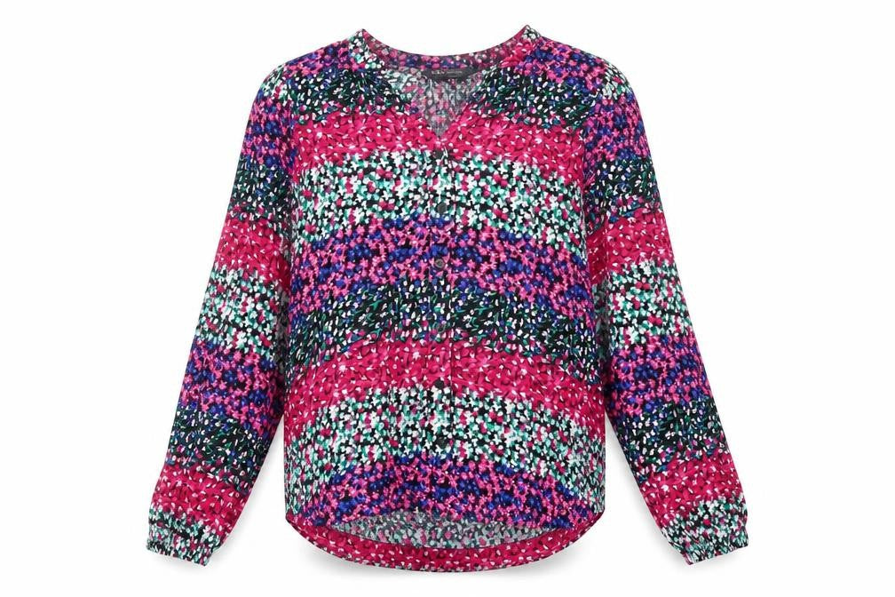 Marks & Spencer Womens Multicoloured Floral Polyester Basic Blouse Size 8 V-Neck
