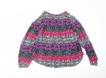 Marks & Spencer Womens Multicoloured Floral Polyester Basic Blouse Size 8 V-Neck