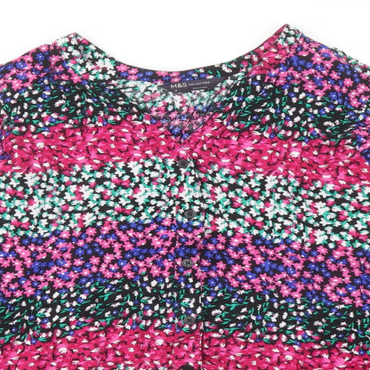 Marks & Spencer Womens Multicoloured Floral Polyester Basic Blouse Size 8 V-Neck