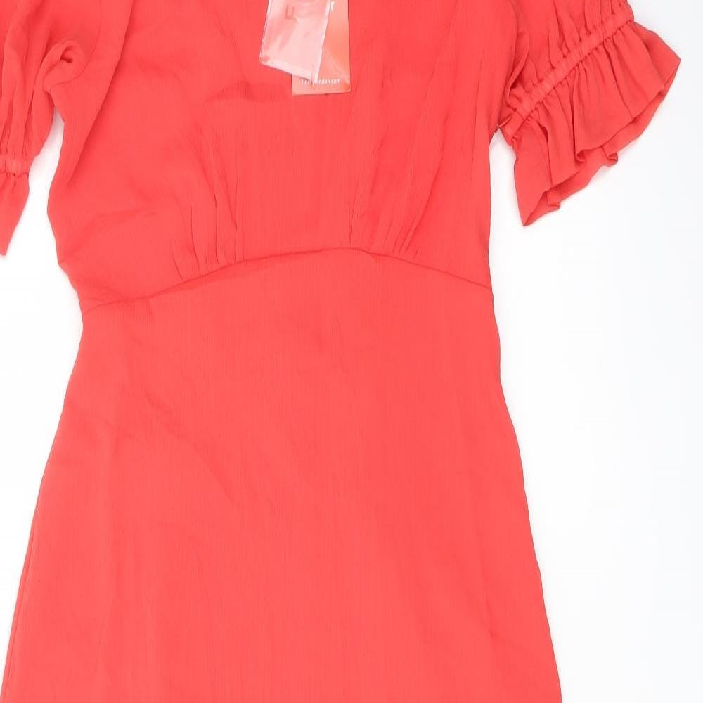 Finery Womens Red Polyester A-Line Size 10 Mock Neck Zip