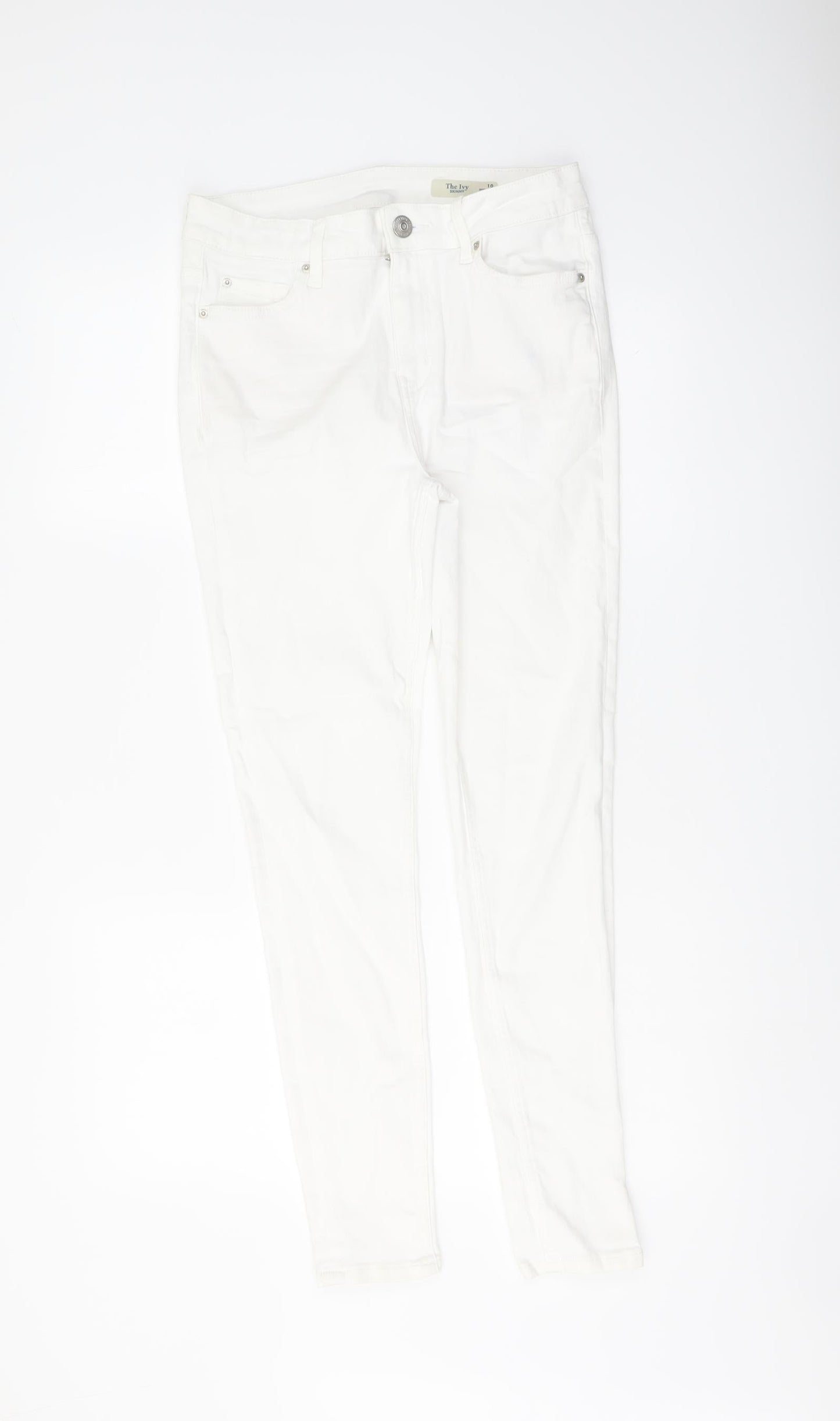 Marks and Spencer Womens White Cotton Skinny Jeans Size 10 L28 in Regular Button