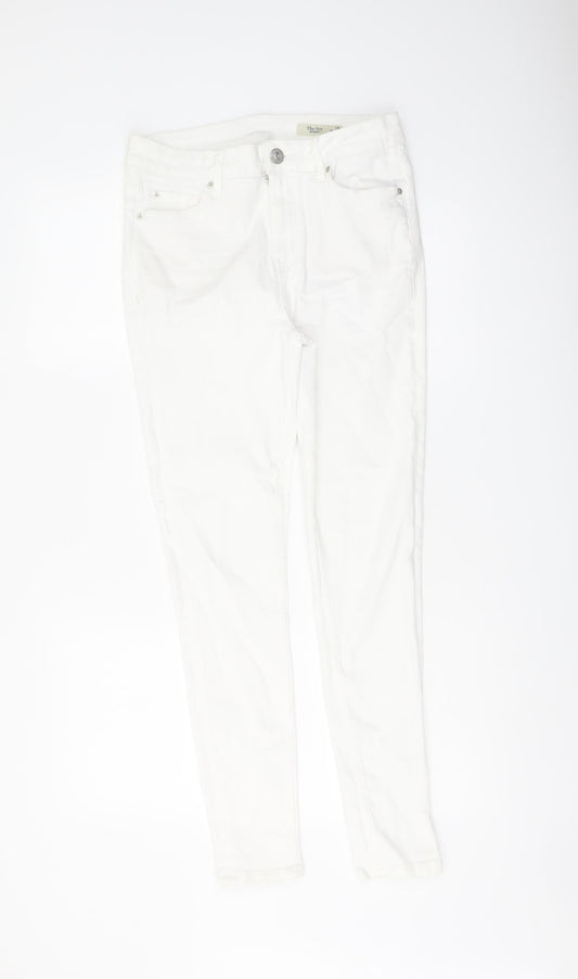 Marks and Spencer Womens White Cotton Skinny Jeans Size 10 L28 in Regular Button