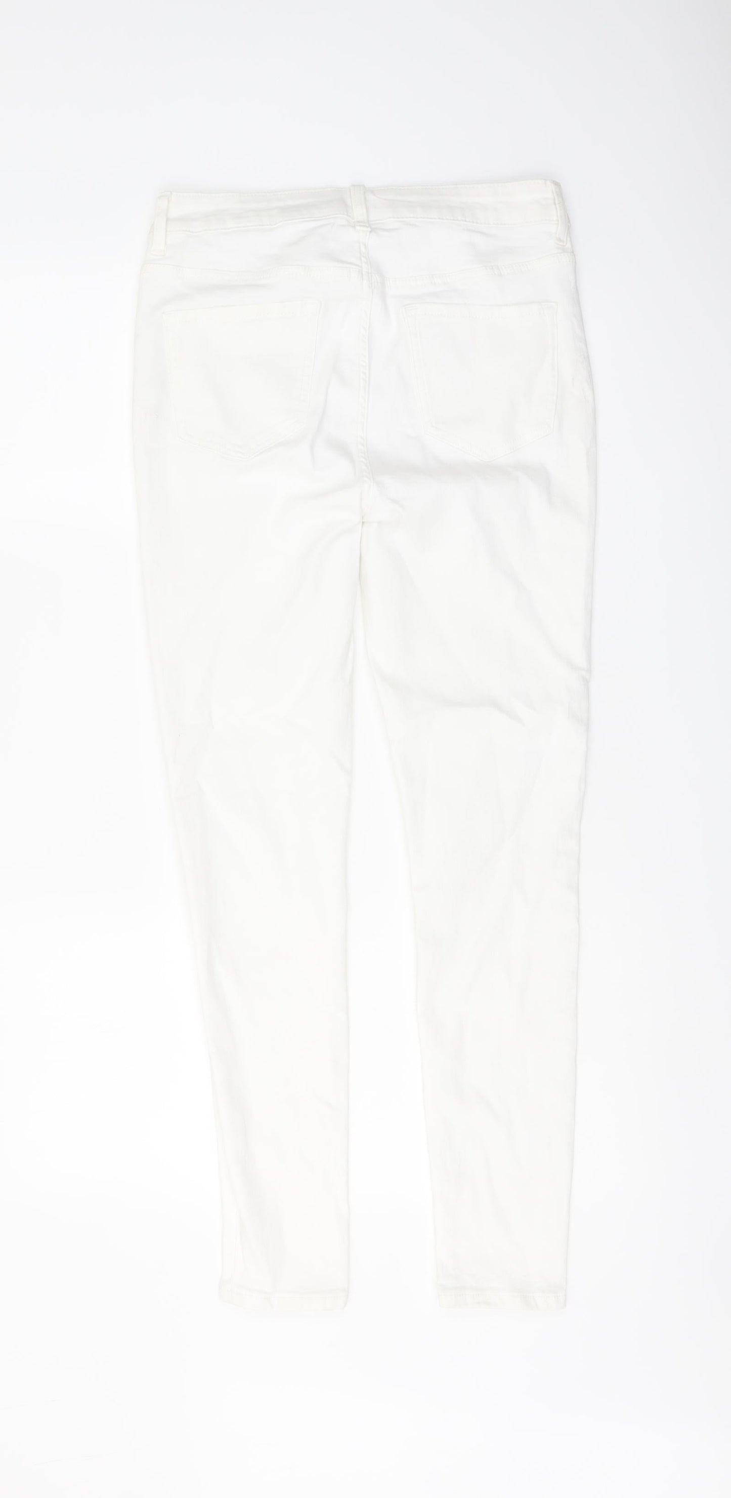 Marks and Spencer Womens White Cotton Skinny Jeans Size 10 L28 in Regular Button