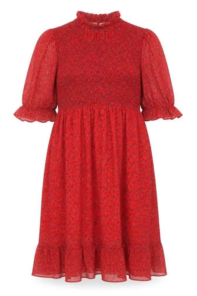 Finery Womens Red Floral Polyester A-Line Size 16 Mock Neck Pullover