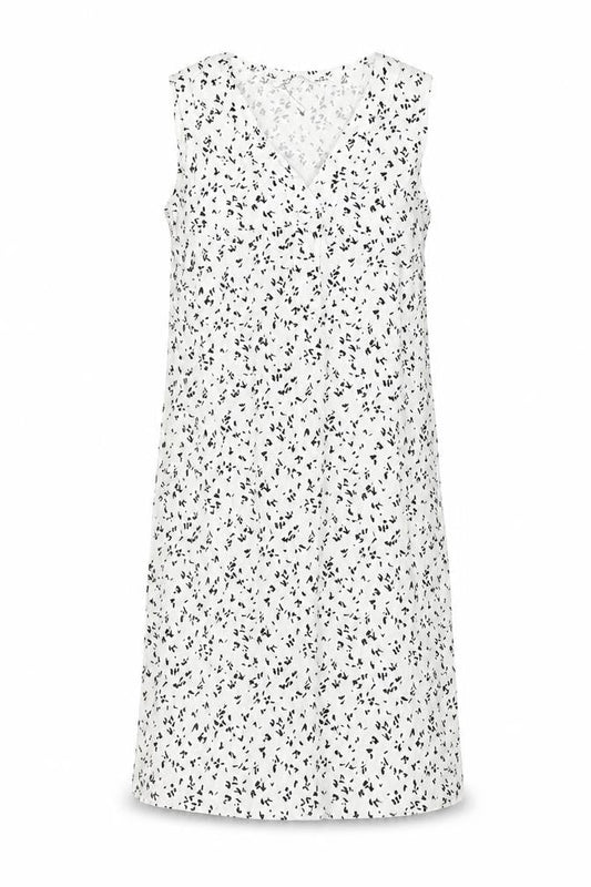 Marks & Spencer Womens White Geometric Linen Trapeze & Swing Size 8 V-Neck Pullover