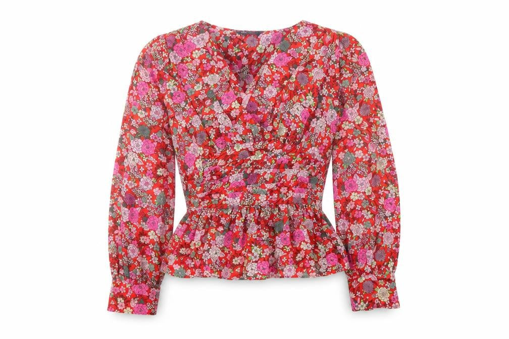Marks & Spencer Womens Multicoloured Floral Polyester Basic Blouse Size 6 V-Neck