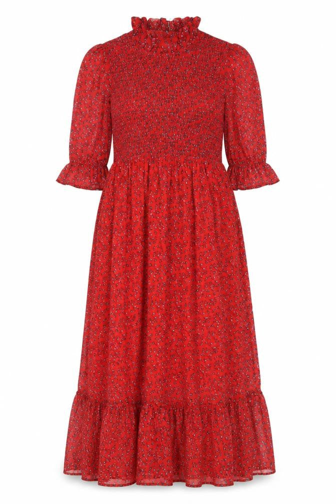 Finery Womens Red Floral Polyester A-Line Size 8 Mock Neck Pullover
