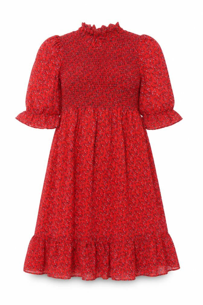 Finery Womens Red Floral Polyester A-Line Size 8 Mock Neck Pullover
