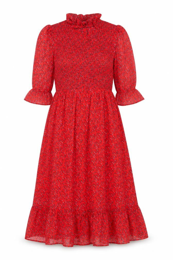 Finery Womens Red Floral Polyester A-Line Size 8 Mock Neck Pullover