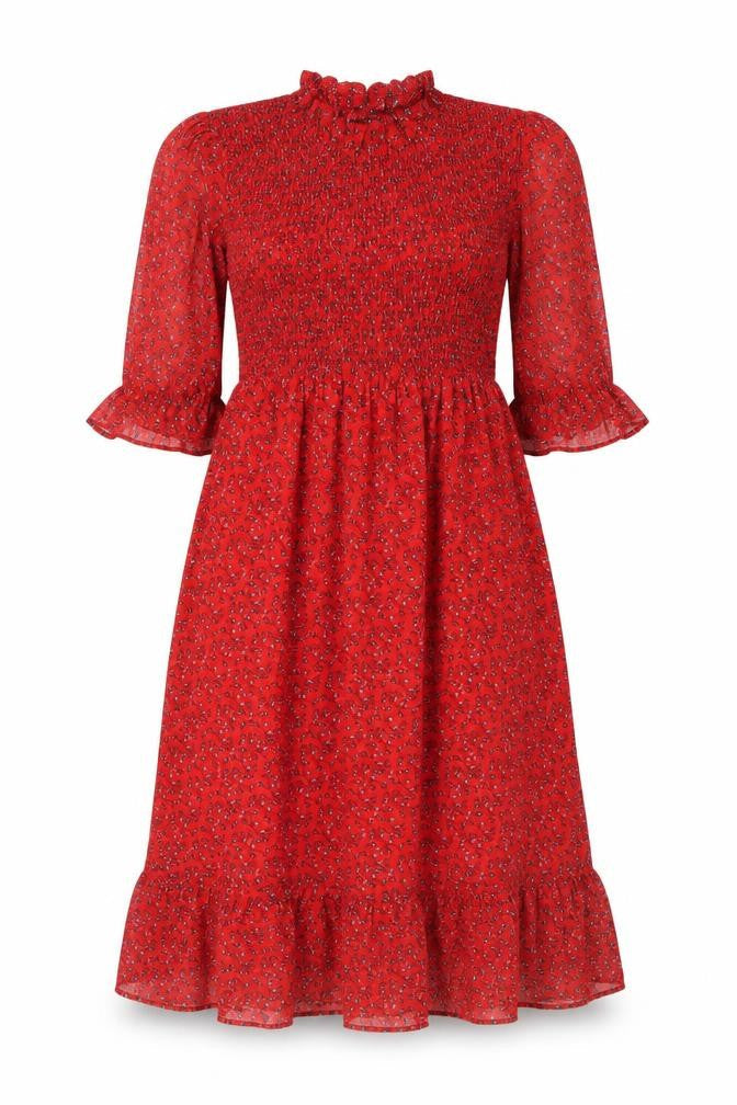 Finery Womens Red Floral Polyester A-Line Size 8 Mock Neck Pullover