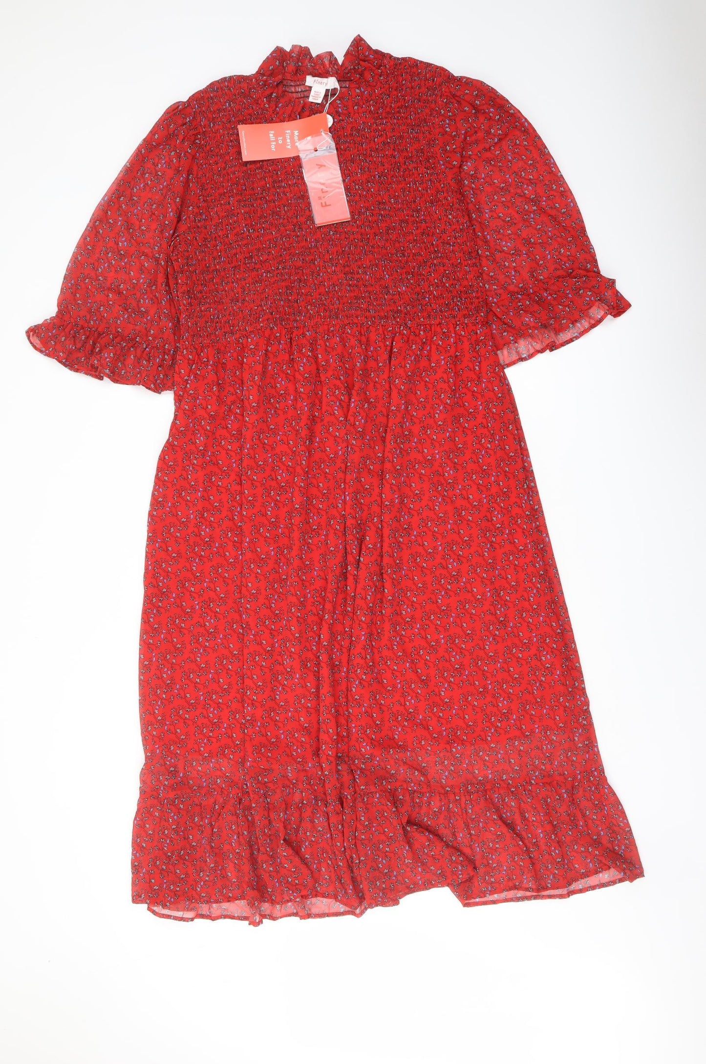 Finery Womens Red Floral Polyester A-Line Size 18 Mock Neck Pullover