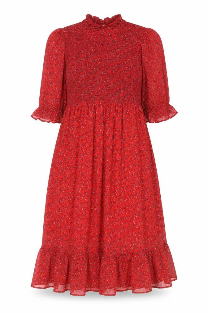 Finery Womens Red Floral Polyester A-Line Size 18 Mock Neck Pullover