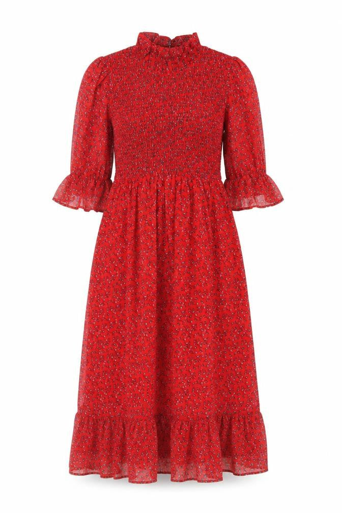Finery Womens Red Floral Polyester A-Line Size 8 Mock Neck Pullover