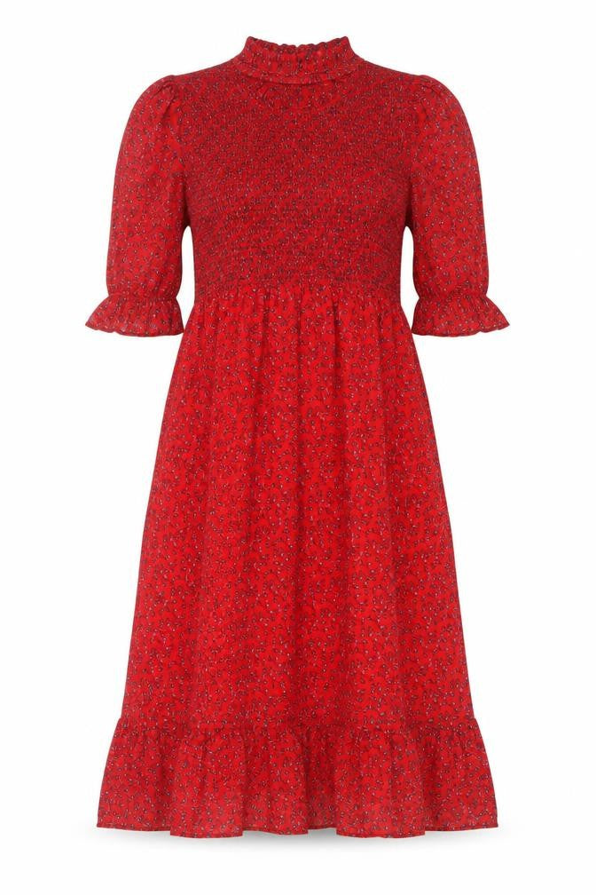 Finery Womens Red Floral Polyester A-Line Size 16 Mock Neck Pullover