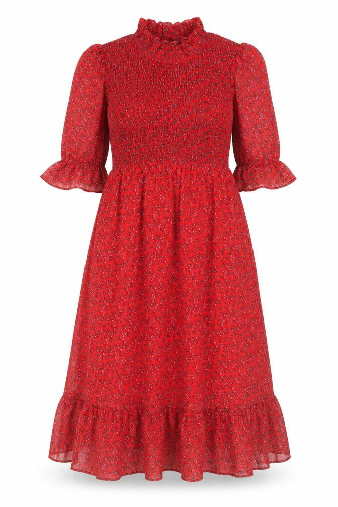 Finery Womens Red Floral Polyester A-Line Size 8 Mock Neck Pullover