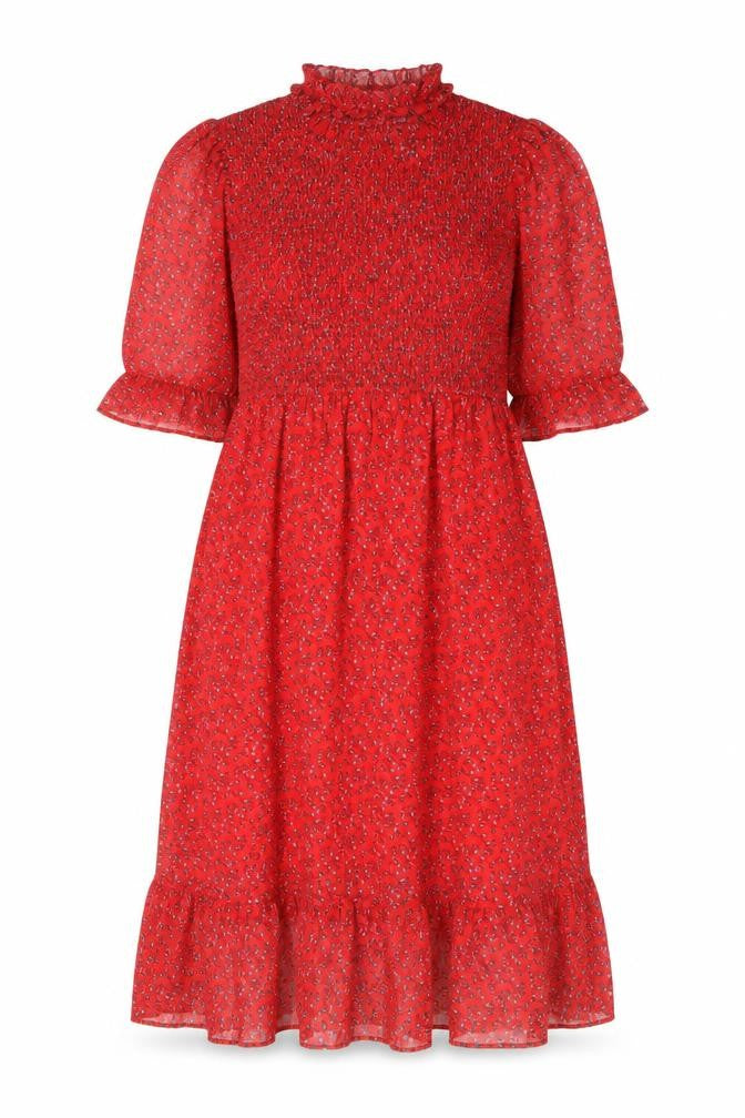 Finery1 Womens Red Floral Polyester A-Line Size 16 Mock Neck Pullover