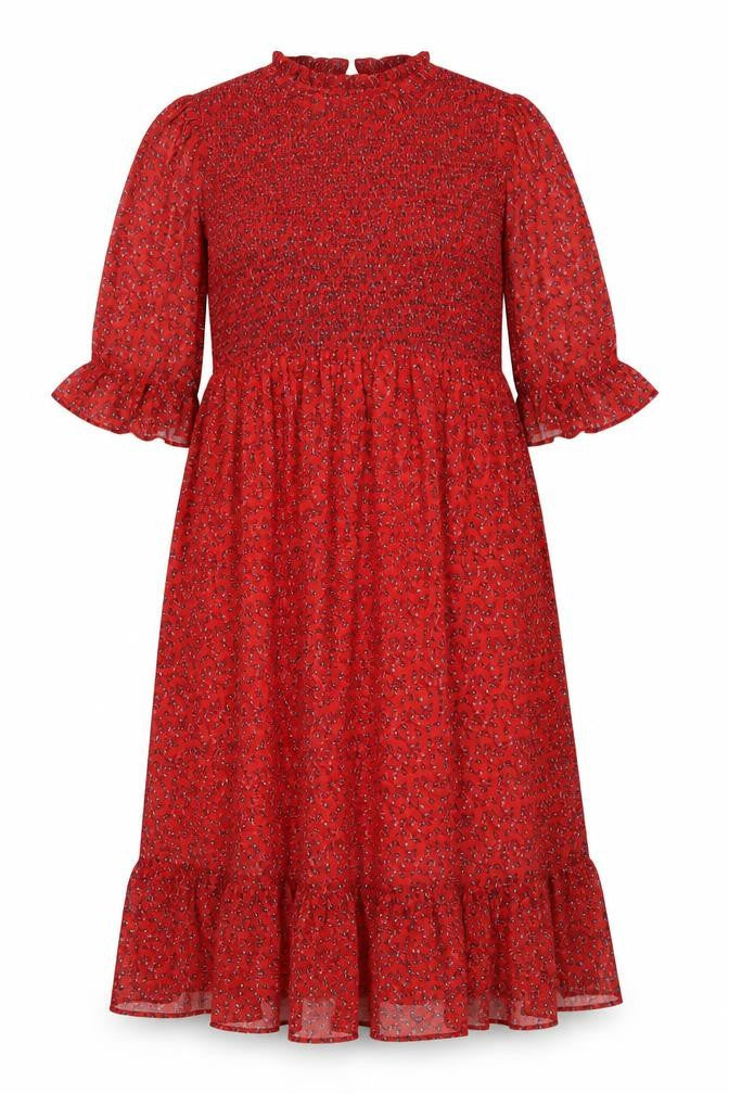 Finery Womens Red Floral Polyester A-Line Size 16 Mock Neck Pullover