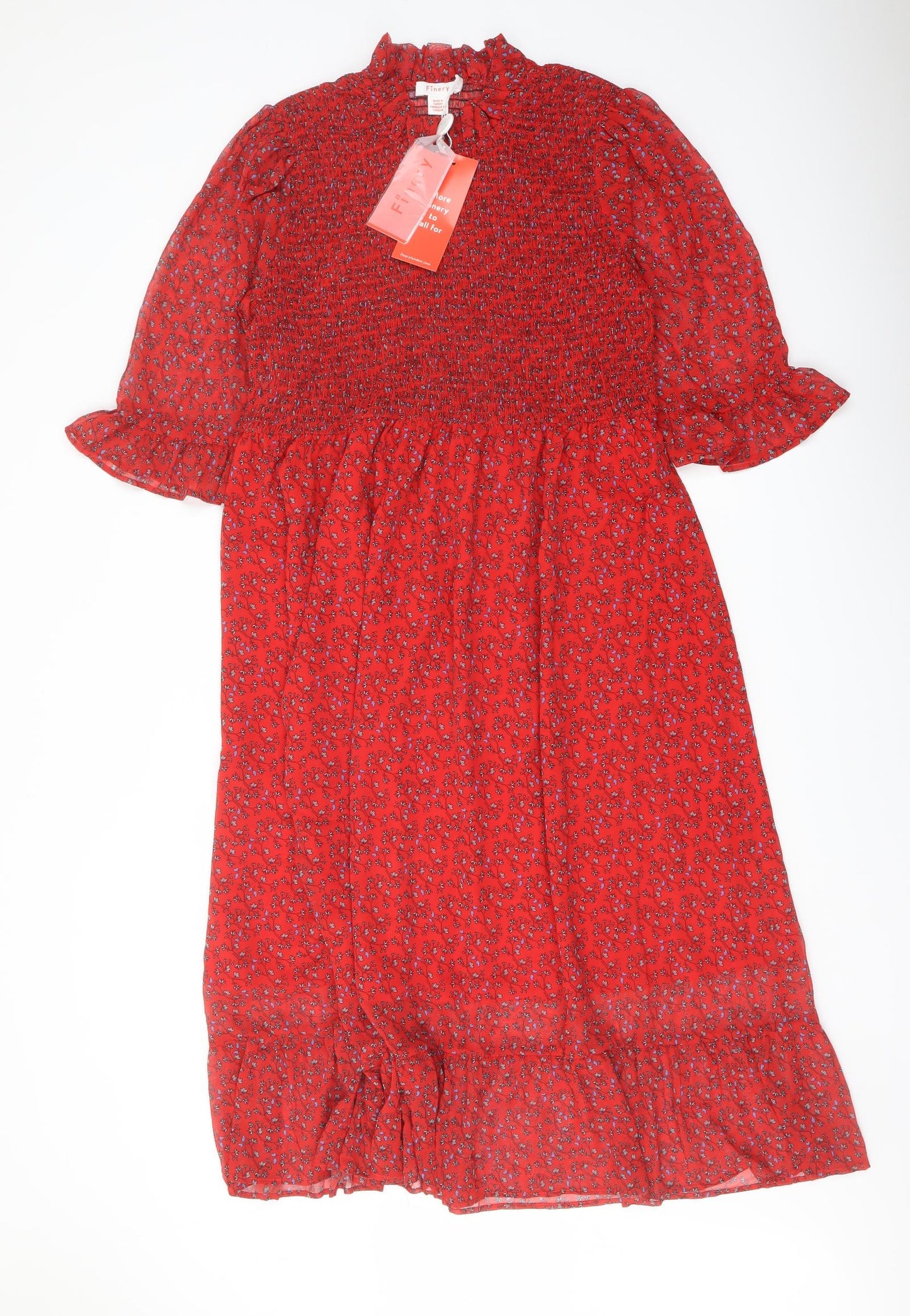 Finery Womens Red Floral Polyester A-Line Size 18 Mock Neck Pullover