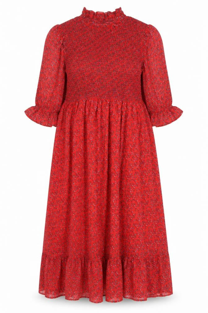Finery Womens Red Floral Polyester A-Line Size 18 Mock Neck Pullover