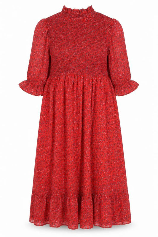 Finery Womens Red Floral Polyester A-Line Size 18 Mock Neck Pullover