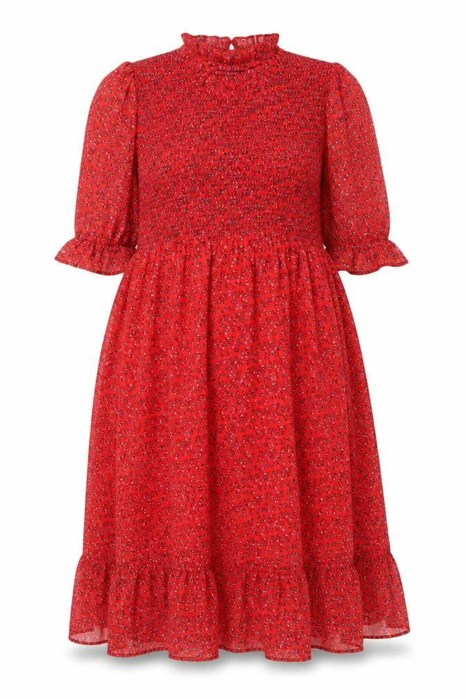 Finery Womens Red Floral Polyester A-Line Size 18 Mock Neck Pullover