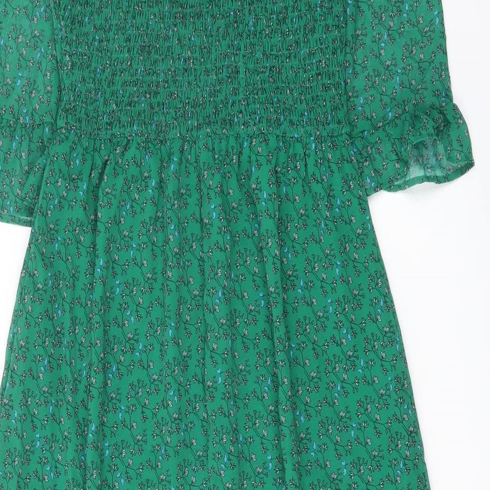 Finery Womens Green Floral Polyester A-Line Size 10 Mock Neck Pullover