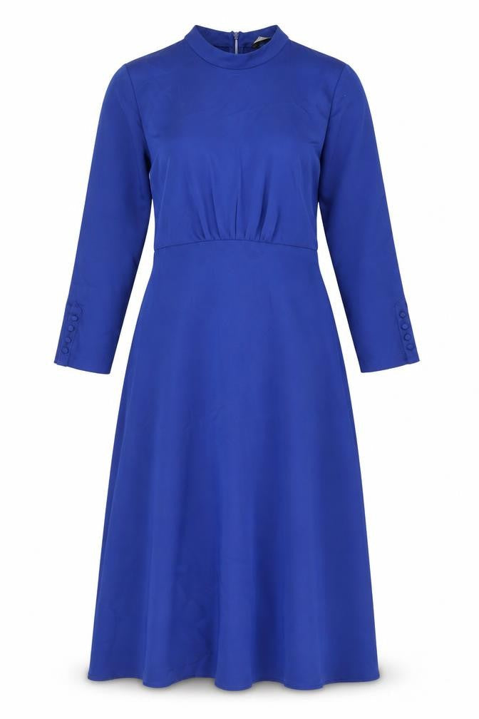 Marks & Spencer Womens Blue Polyester A-Line Size 6 Mock Neck Zip
