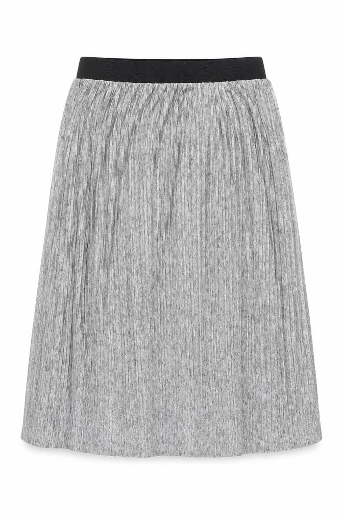 b.young Womens Grey Polyester A-Line Skirt Size L - Pleated Elasticated Waist