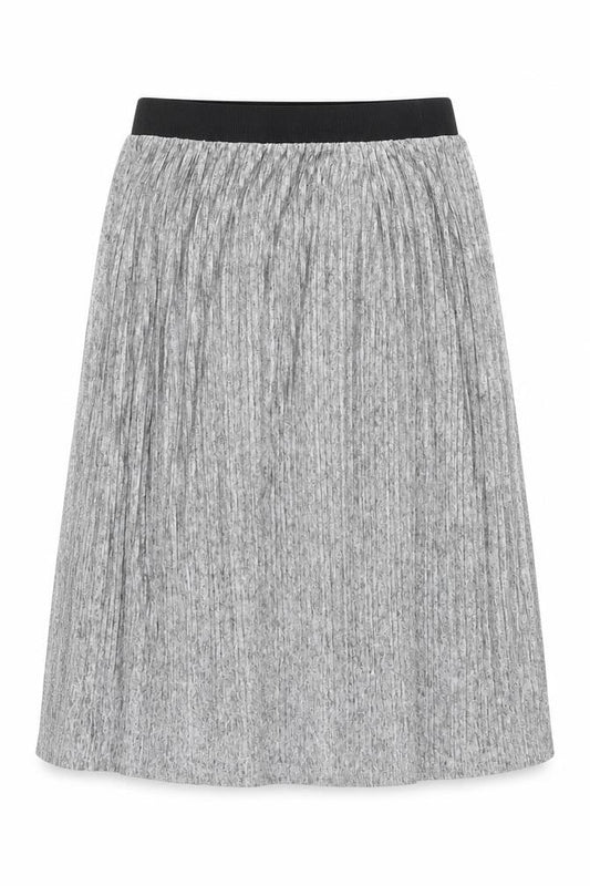 b.young Womens Grey Polyester A-Line Skirt Size L - Pleated Elasticated Waist