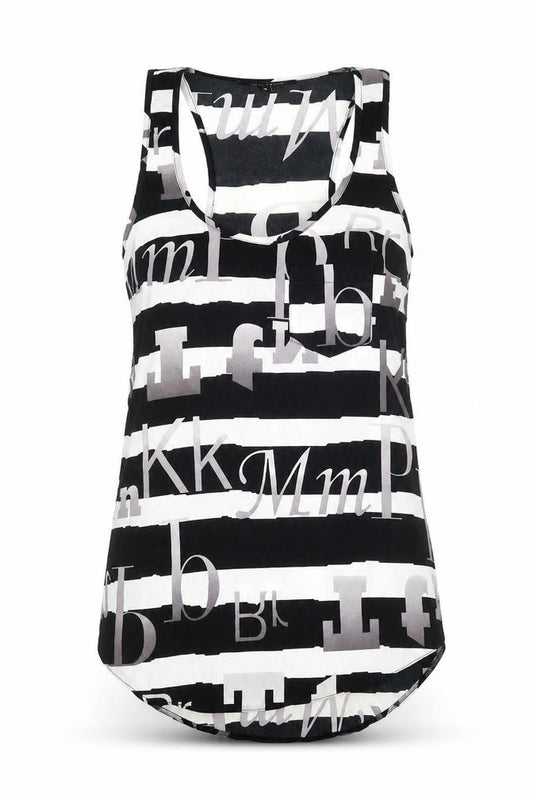 River Island Womens Black Striped Polyester Camisole Tank Size 6 Scoop Neck - Text Print