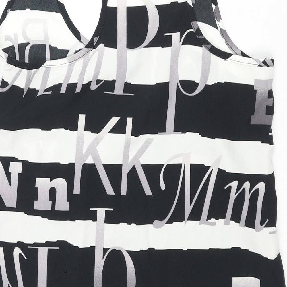 River Island Womens Black Striped Polyester Camisole Tank Size 6 Scoop Neck - Text Print