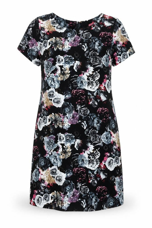 Cameo Rose Womens Multicoloured Floral Polyester Shift Size 12 Round Neck Zip