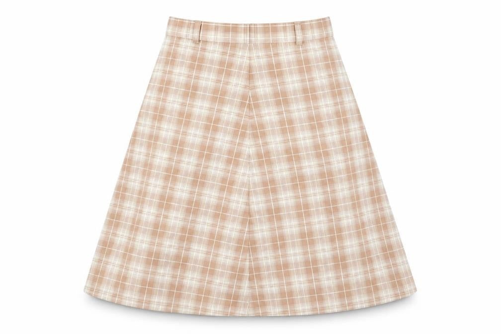 Berwick Womens Brown Check Polyester A-Line Skirt Size 24 in Zip