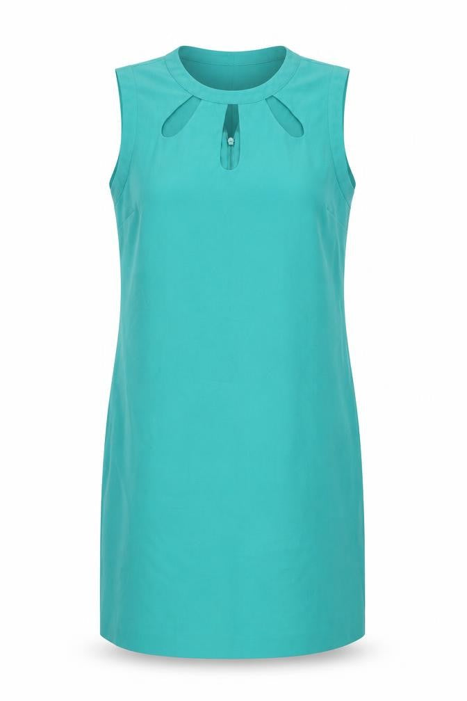 Oasis Womens Green Polyester Shift Size 14 Round Neck Button - Cut Out Detail