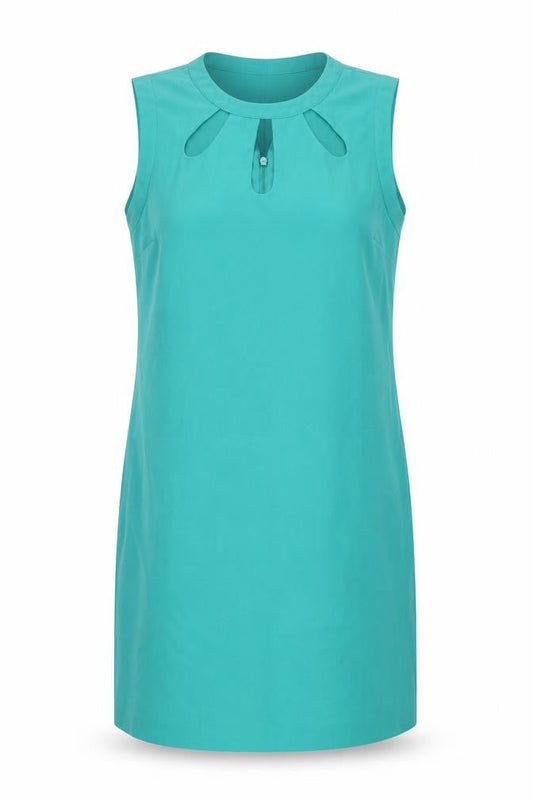 Oasis Womens Green Polyester Shift Size 14 Round Neck Button - Cut Out Detail