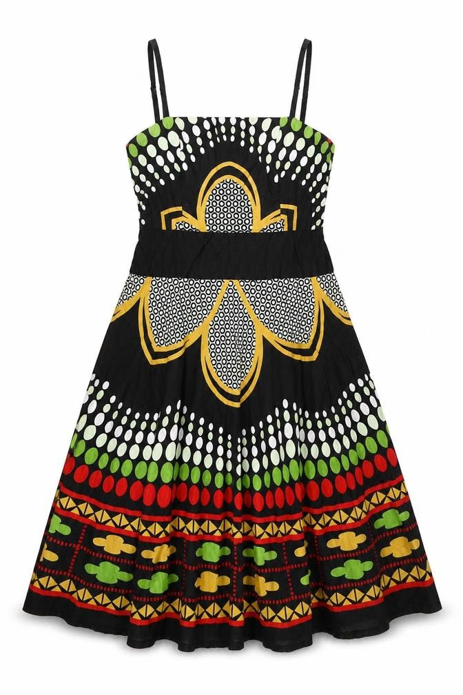 Ruby Belle Womens Multicoloured Geometric Cotton A-Line Size 12 Square Neck Zip